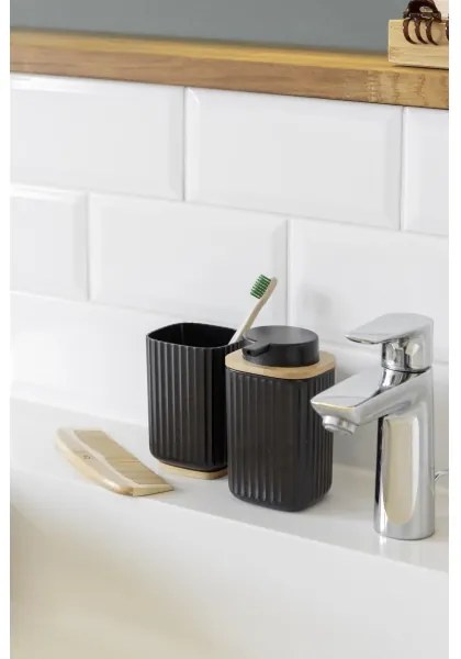 WENKO 25297100 - Portaspazzolino ROTELLO 8,5x11 cm nero/marrone