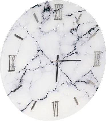 Orologio rotondo D65 cm in vetro temperato effetto marmo Bianco - LICOY