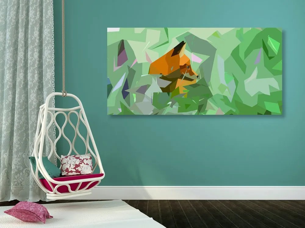 Quadro su tela – Volpe con elementi astratti