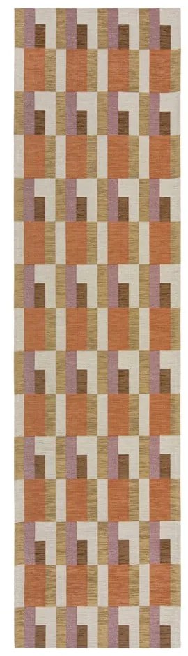 Passatoia in colore arancio-naturale 60x230 cm Riley Block Geo - Flair Rugs
