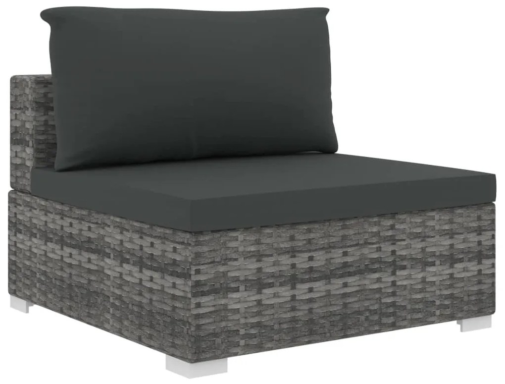 Set divani da giardino 12 pz con cuscini in polyrattan grigio