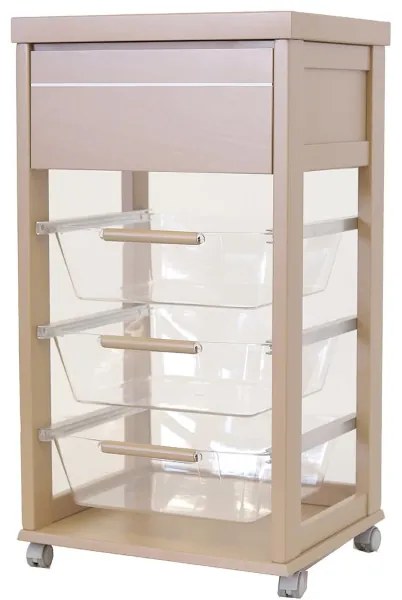 Carrello in legno Tortora con cesti portafrutta in policarbonato LANDHELL