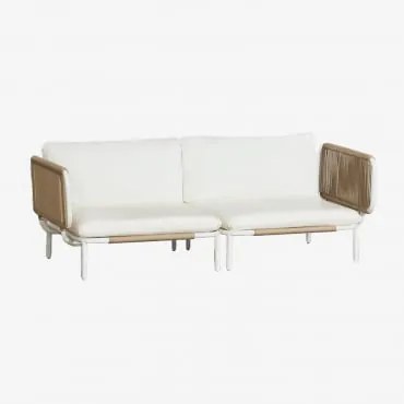 Divano Da Giardino Modulare In 2 Pezzi Con 2 Poltrone Angolari Roubly Beige A Mandorla - Sklum