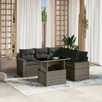 Set Divano da Giardino 6 pz con Cuscini Grigio in Polyrattan 3267270