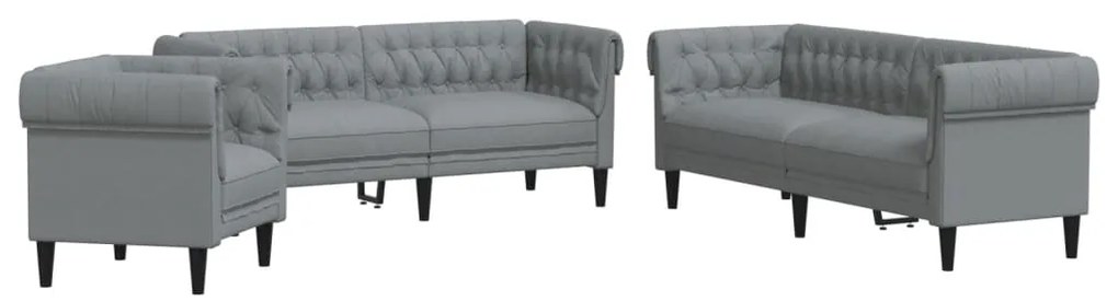 Set di divani 3 pz grigio chiaro in tessuto