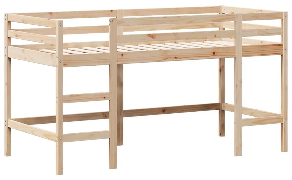 Letto soppalco con scala e tetto 90x190 cm legno massello pino