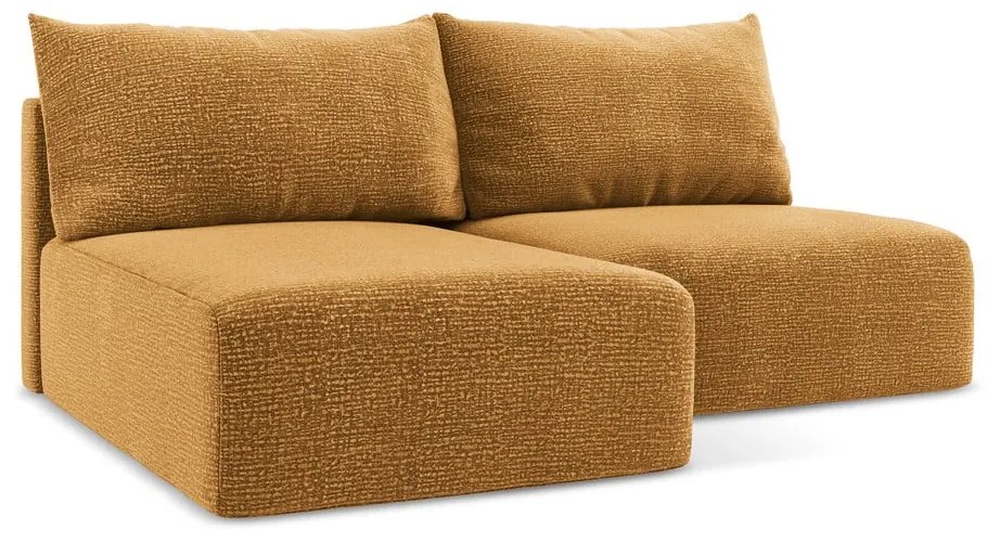 Divano angolare arancione allungabile/con contenitore (con penisola a sinistra) Kalena – Makamii