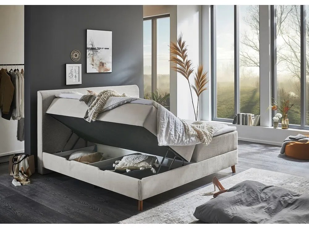 Letto boxspring beige con contenitore 180x200 cm Memphis - Meise Möbel