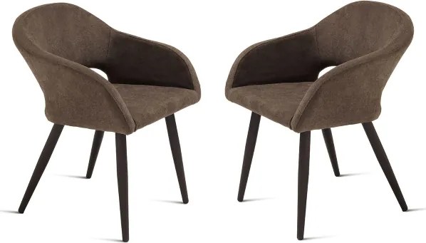 Sedia imbottita in tessuto Marrone con struttura in metallo WEST 2 sedie