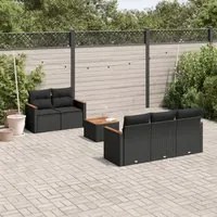 Set Divano da Giardino 6 pz con Cuscini Nero in Polyrattancod mxl 89040