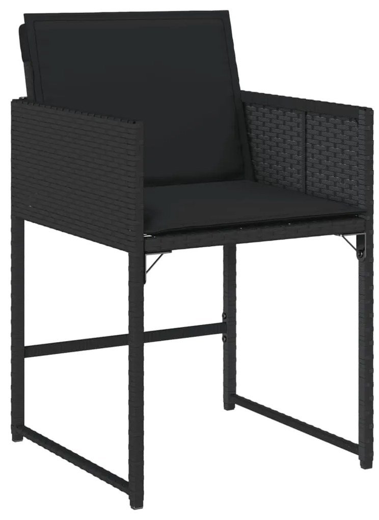 Set da pranzo da giardino 5 pz nero con cuscini in polyrattan