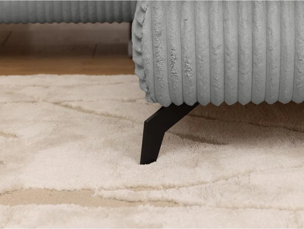 Divano angolare grigio chiaro (con penisola a destra/a L) con rivestimento in velluto a coste Marbeya – Ropez