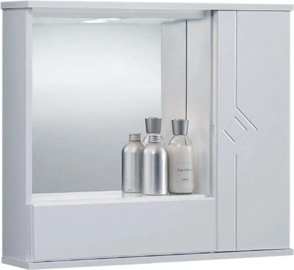Specchiera mobile contenitore da bagno GIOVE 60 bianco lucido a 1 anta e luce LED