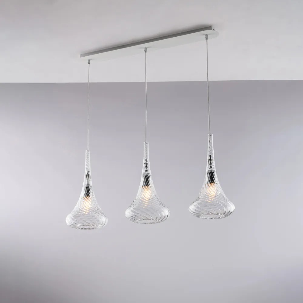 Lampadario Binario Contemporaneo Nemesi Trasparente 3 Luci E27