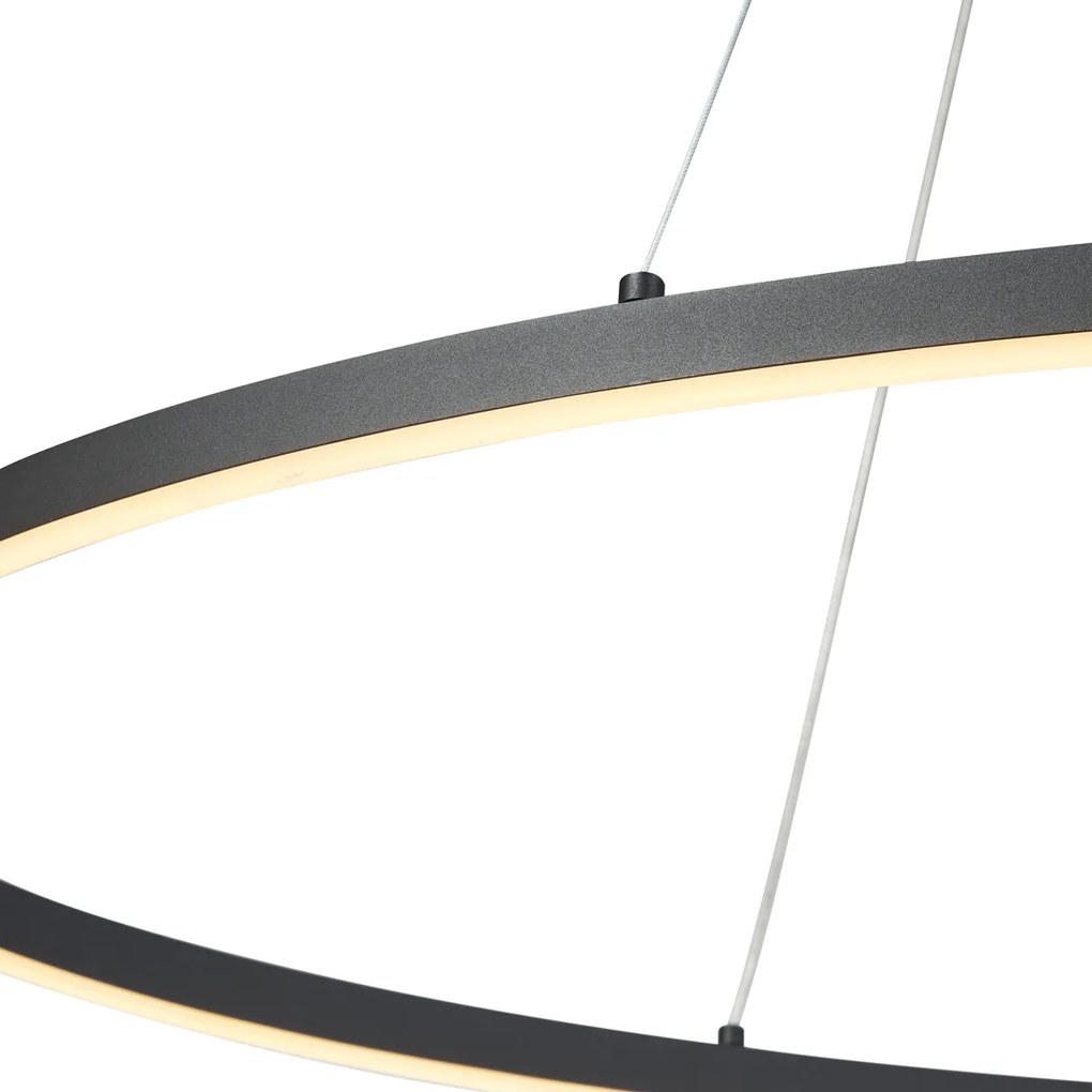 Lampada a sospensione di design nera ovale 120 cm con LED dimmerabile a 3 livelli - Ovallo