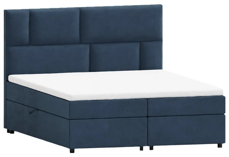 Letto boxspring blu scuro con contenitore 180x200 cm Lola - Ropez