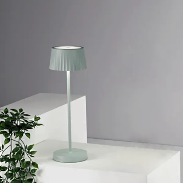 Lampada da tavolo LED 12x38 cm senza fili ricaricabile USB touch MACAO Salvia