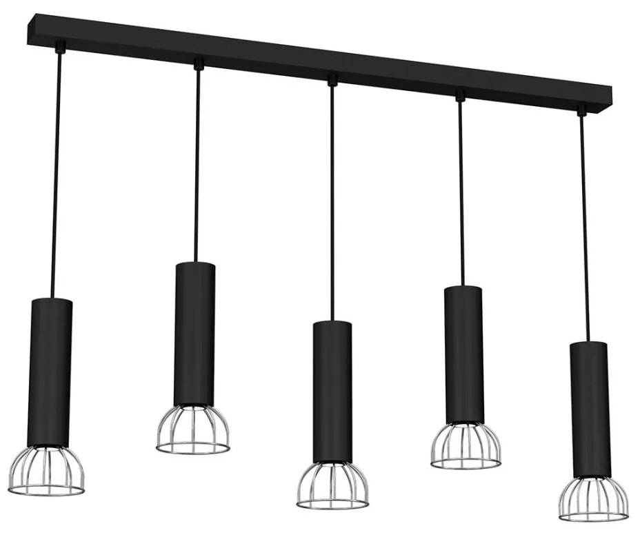 Lampadario su filo DANTE 5xGU10/25W/230V nero/cromo luminoso