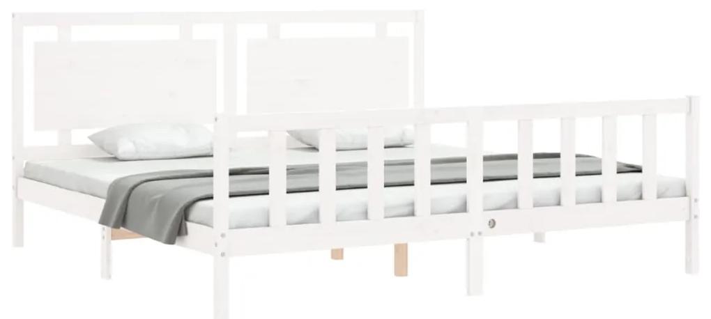 Giroletto con testiera bianco 180x200 cm in legno massello