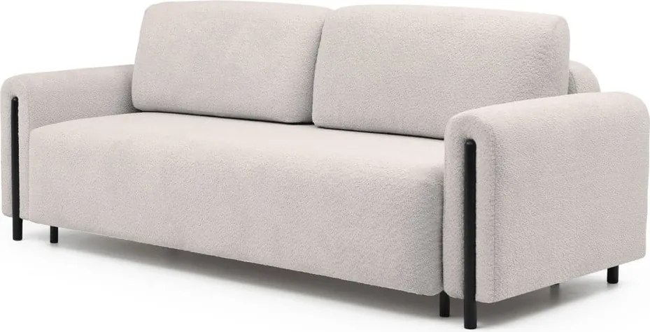 Divano beige allungabile/con contenitore e rivestimento in bouclé 244 cm Arcadova – ELTAP