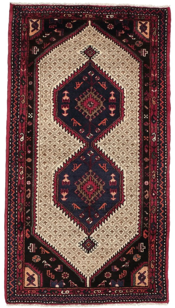 Hamedan Tappeto 150x80 Beige (Iran) Annodato A Mano