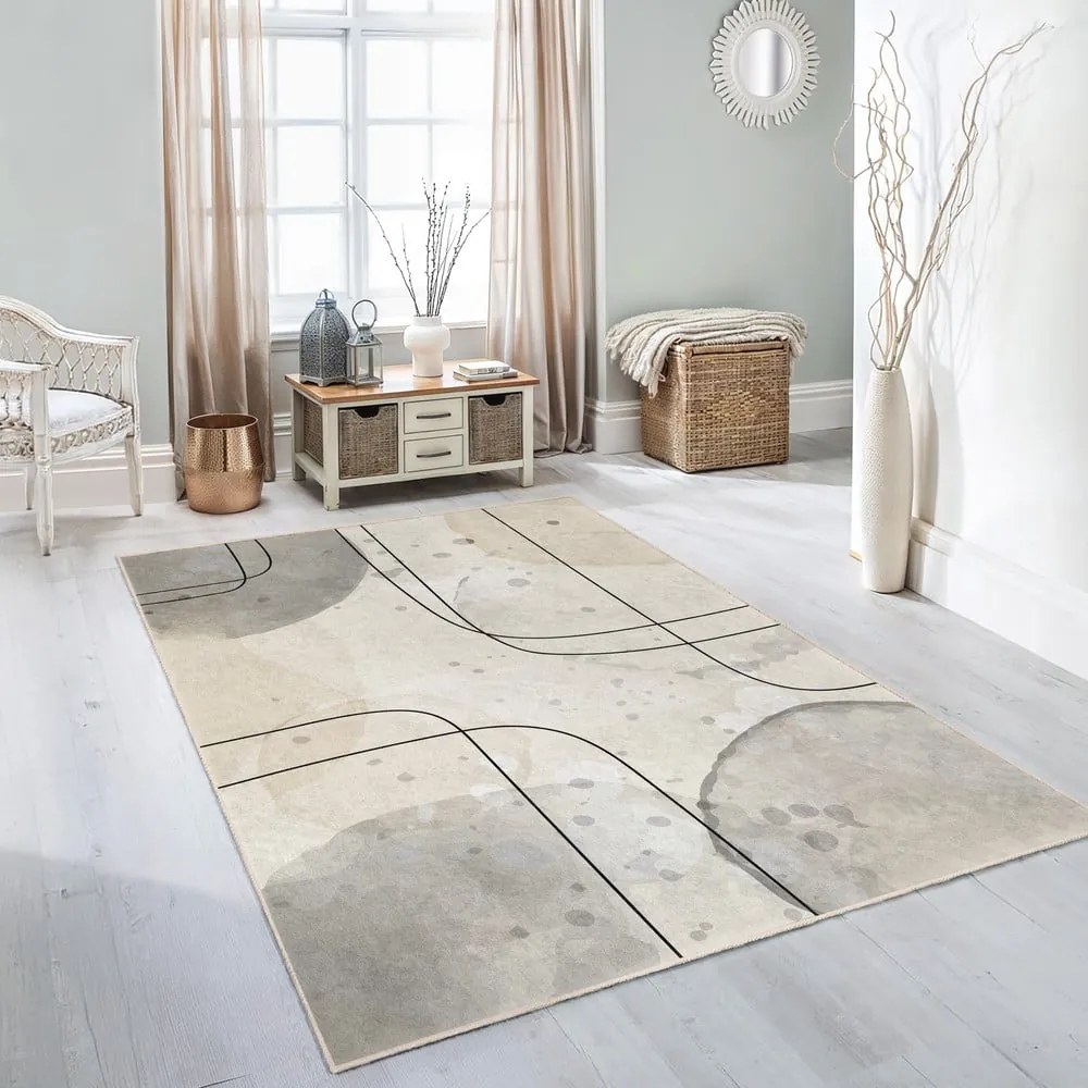 Tappeto grigio/color crema lavabile 120x180 cm Simple Lines – Mila Home