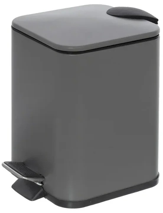 Pattumiera bagno 3lt in acciaio grigio con apertura a pedale e cesto estraibile