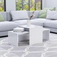 Set Tavolini da Caff Bianco Lucido 100x48x40 cm in Truciolato cod mxl 14154