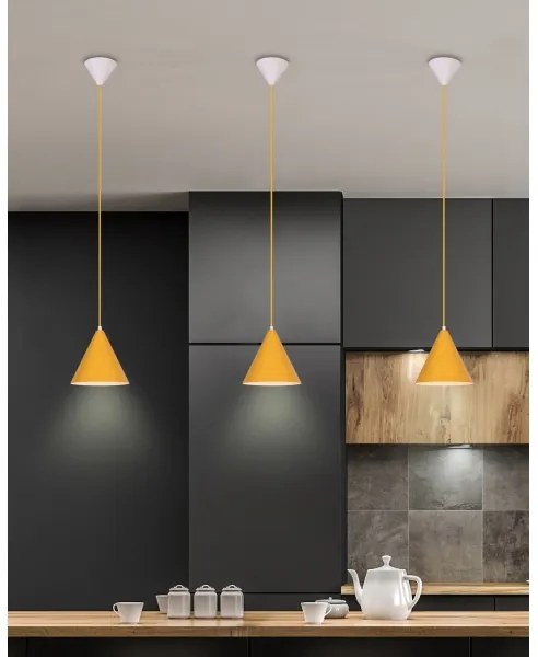 Lampadario a sospensione con filo VOSS 1xE27/40W/230V giallo/bianco