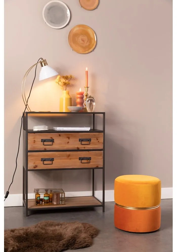 Poggiapiedi arancione con rivestimento in velluto Bubbly – White Label