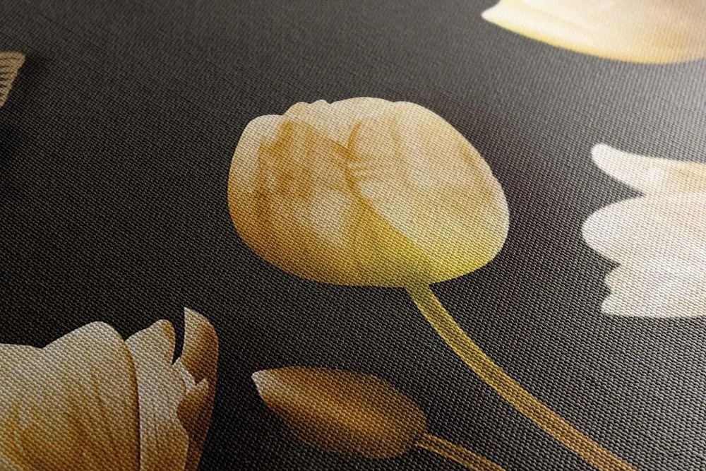Quadro su tela – Tulipani con motivo dorato