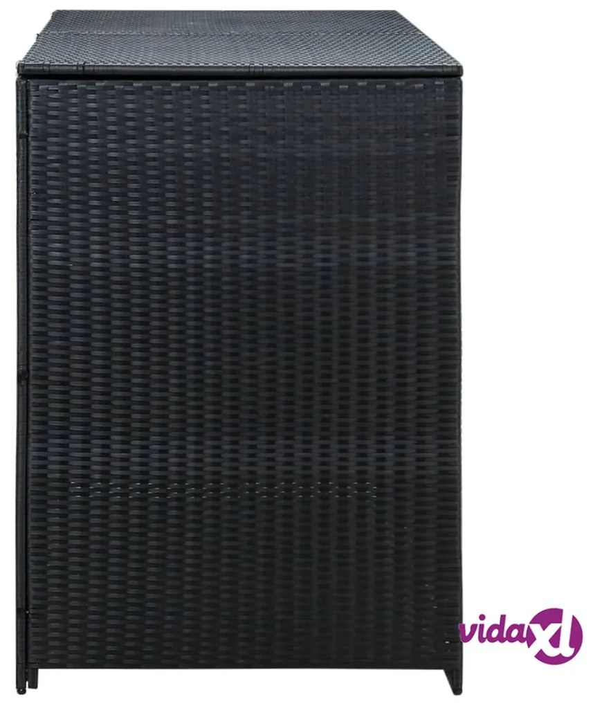 vidaXL Copribidone Doppio per Spazzatura Polyrattan Nero 148x80x111 cm