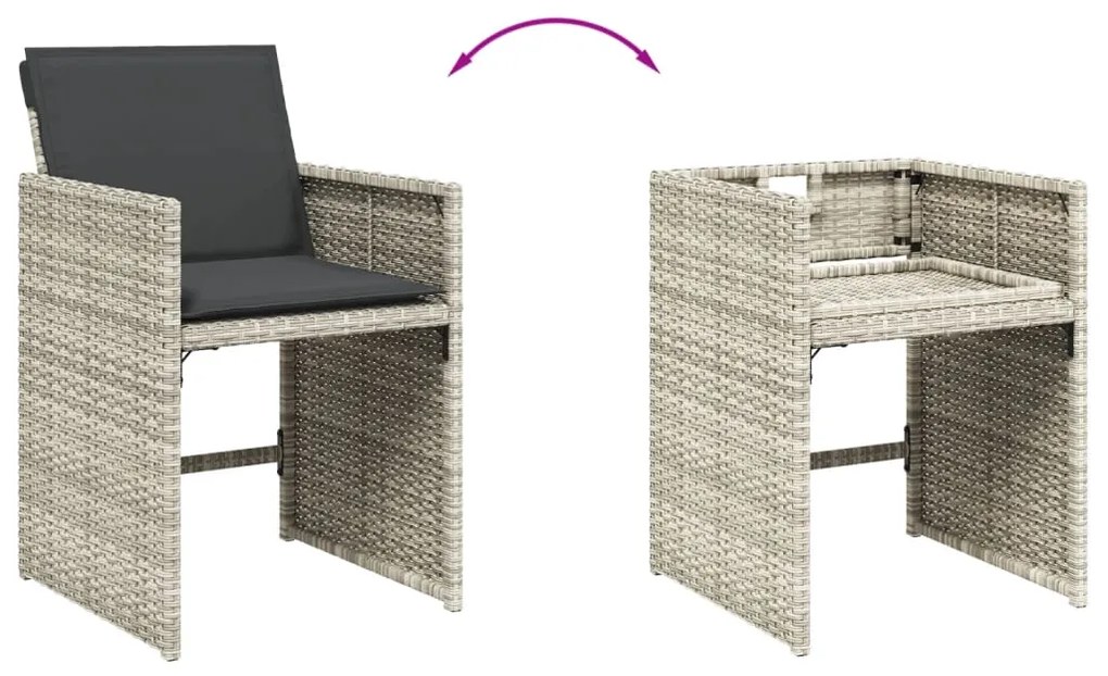 Set pranzo da giardino 9pz con cuscini grigio chiaro polyrattan