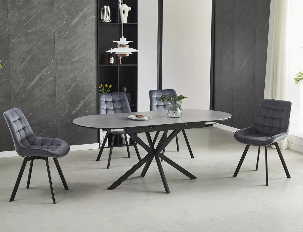 Tavolo Gaston Ceramic in ceramica grigio opaco – 140/180x80x75 cm