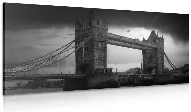 Stampa su tela – Tramonto su Tower Bridge in bianco e nero