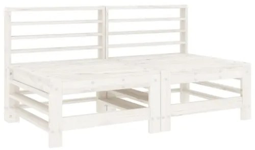 Set Salotto da Giardino 7 pz Bianco in Legno Massello di Pino