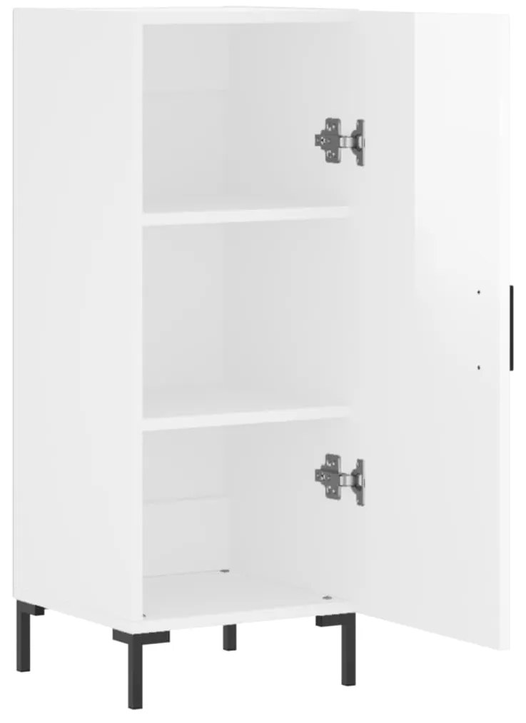 Credenza Bianco Lucido 34,5x34x90 cm in Legno Multistrato