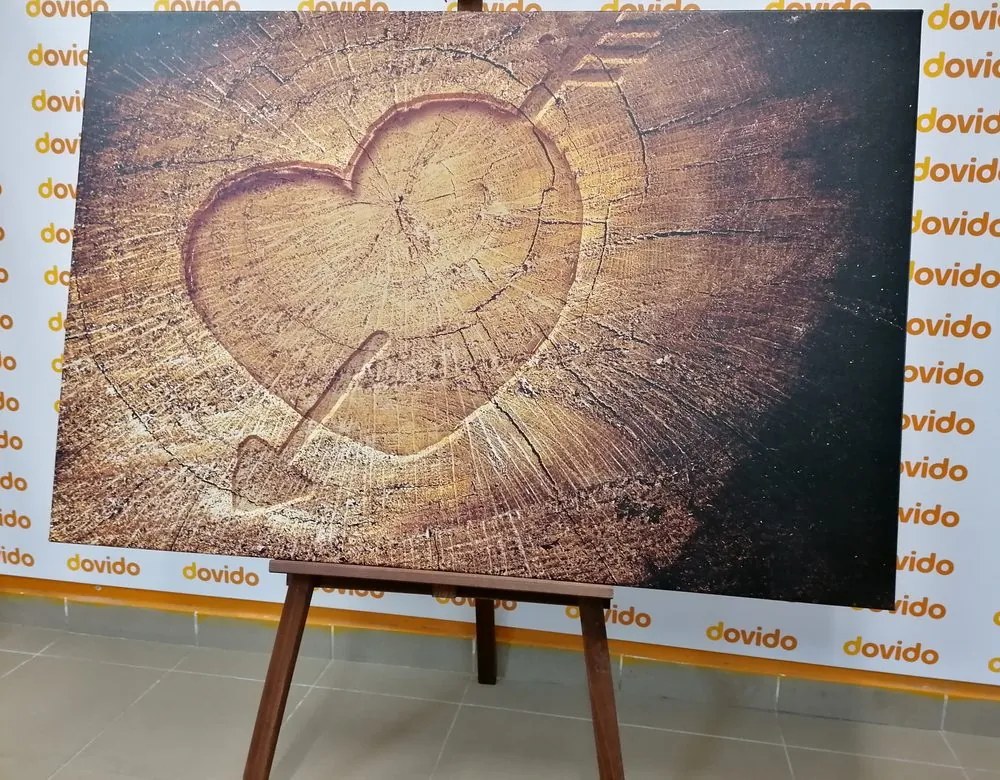 Stampa su tela – Cuore intagliato su tronco