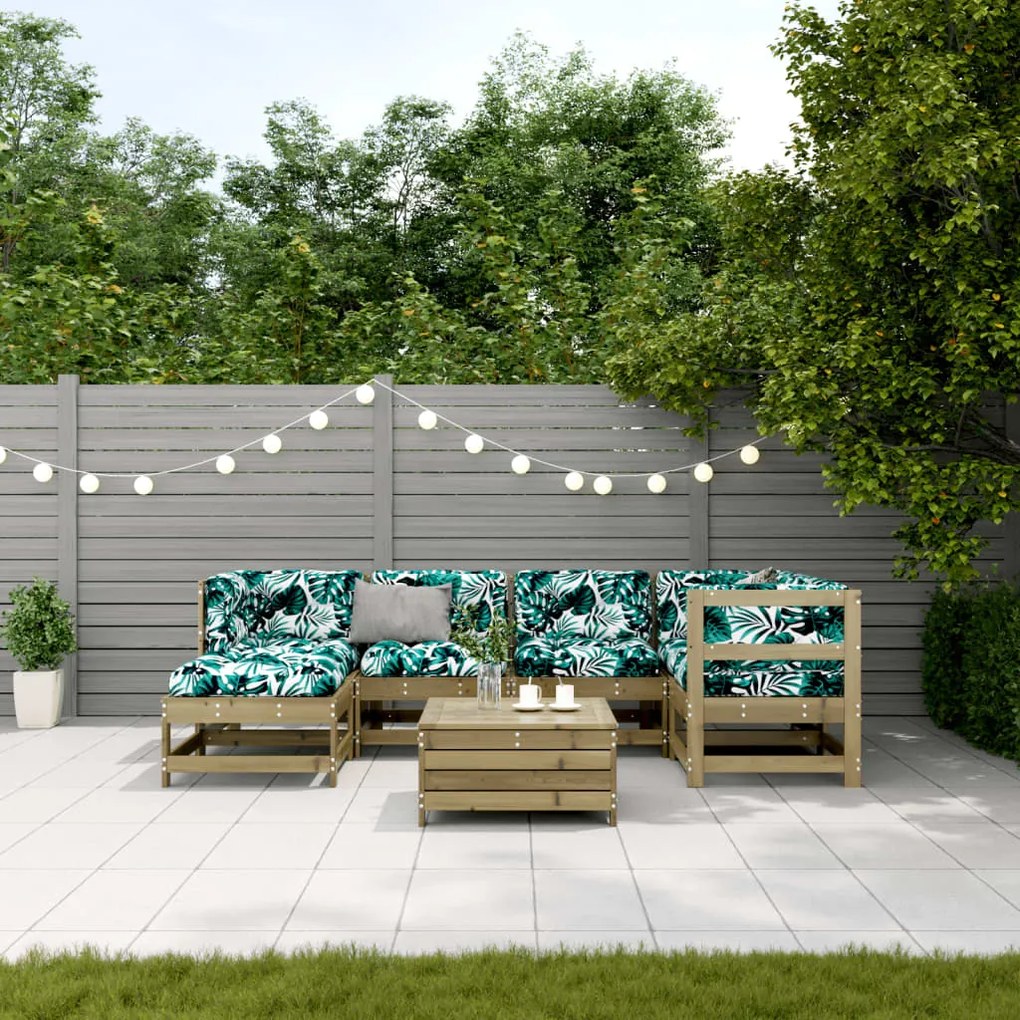 Set divani da giardino 7pz con cuscini legno impregnato di pino
