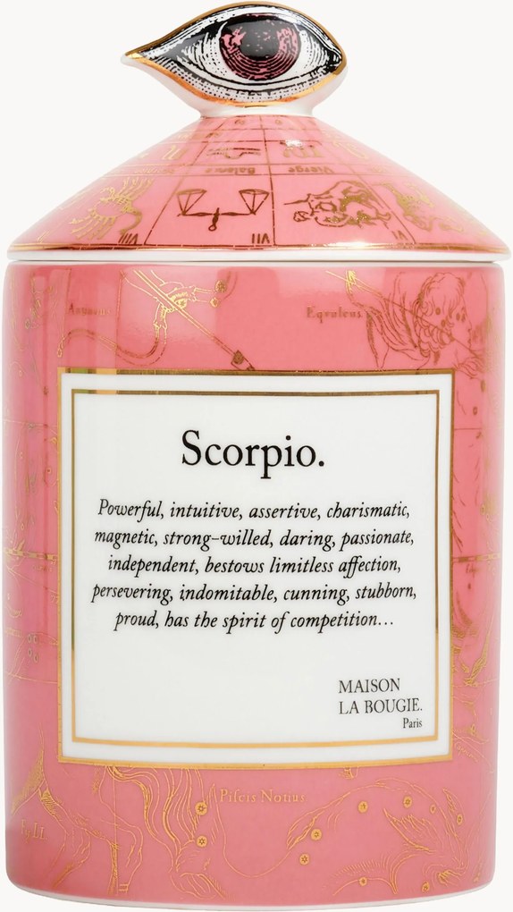 Candela profumata fatta a mano Scorpio (cassis & muschio bianco)