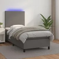 Giroletto Molle con Materasso e LED Grigio 90x190cm Similpelle 3135799