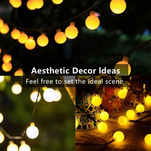 Brilagi - Catena decorativa solare a LED BUBBLE, 50 LED / 8 modalità, 7 m, IP65, bianco caldo