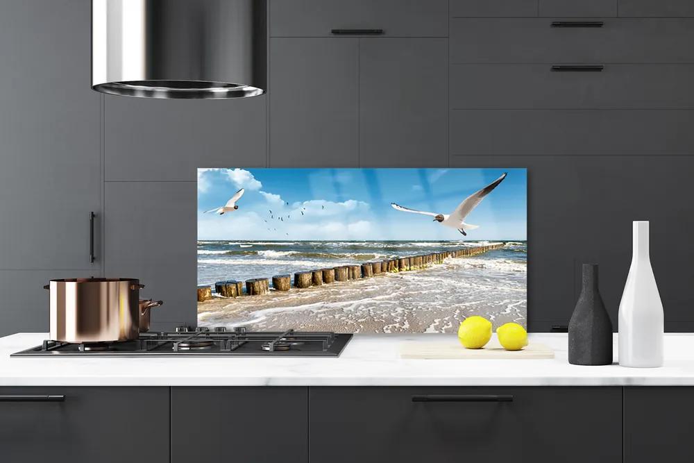 Rivestimento parete cucina Paesaggio del mare dei gabbiani 100x50 cm