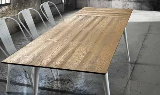 Tavolo da pranzo  allungabile in legno piano abete spazzolato bianco 140 x 85