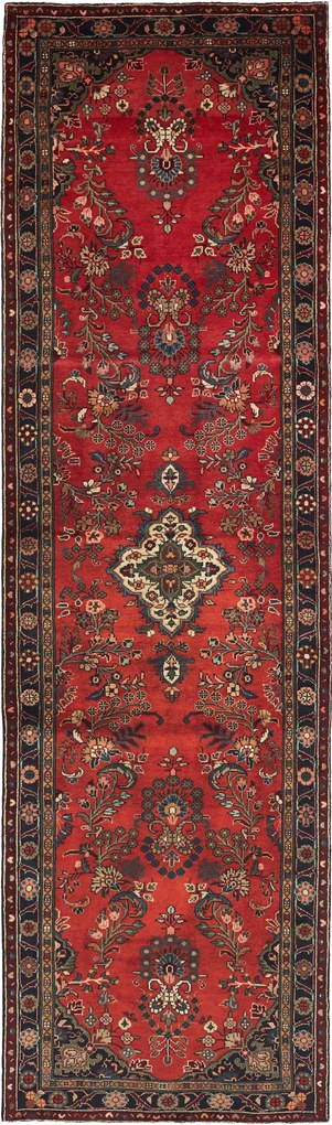 Hamedan Tappeto 110 x 400 Rosso (Iran) Annodato A Mano