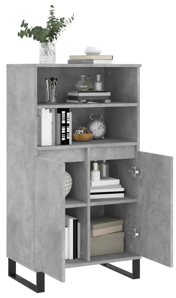 Credenza grigio cemento 60x36x110 cm in legno multistrato