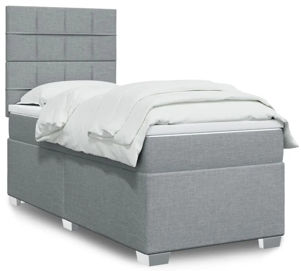 Giroletto A Molle Con Materasso Grigio Chiaro 90x200 Cm Tessuto /