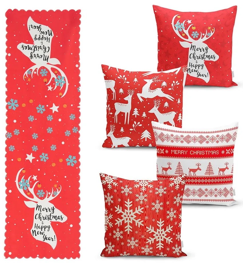 Set di 4 federe natalizie e runner da tavola Joy - Minimalist Cushion Covers