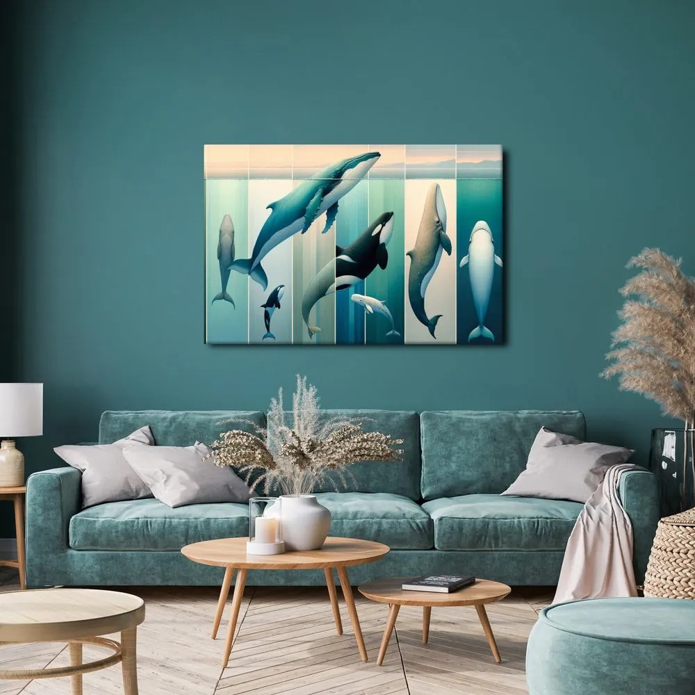 Quadro su tela – Balene e orche negli abissi