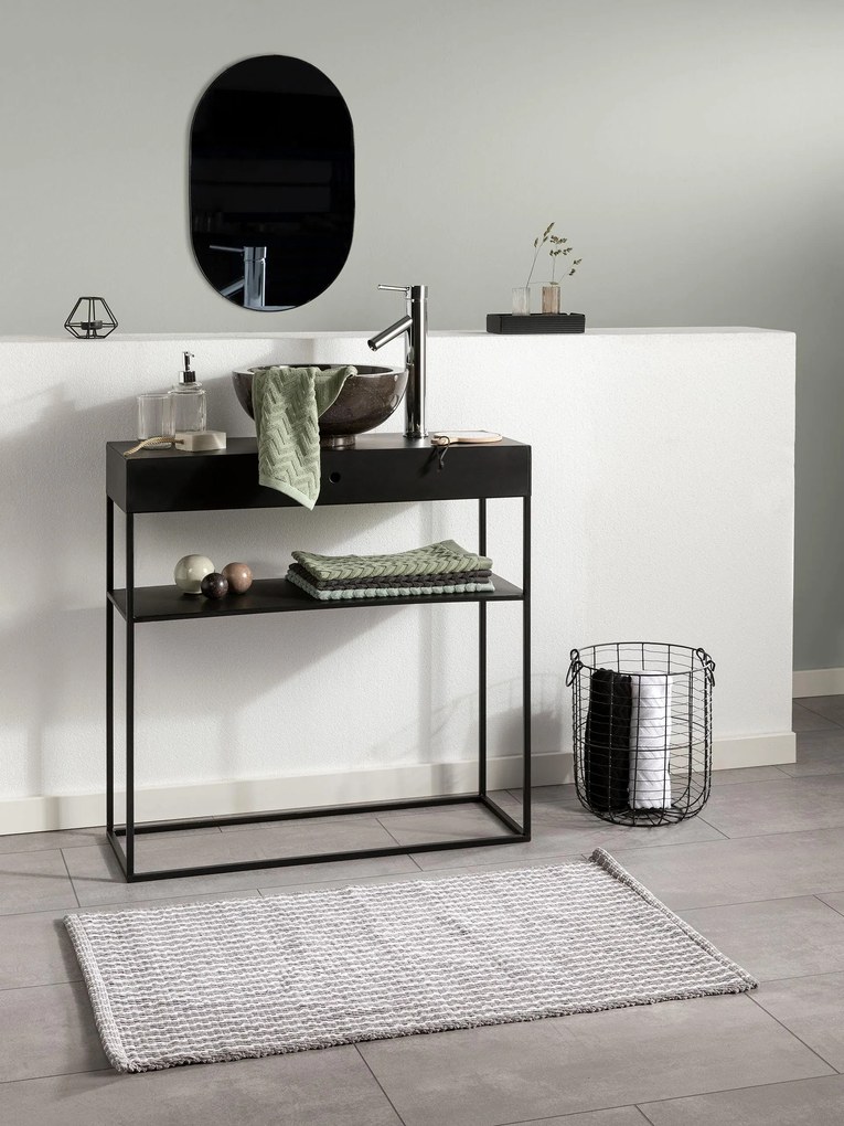 benuta Nest Tappeto da bagno Bono Grigio/Bianco 60x100 cm - Tappeto design moderno soggiorno